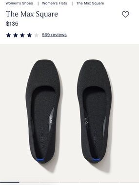 Rothy's The Max Square Women's Flats — Black Brand New Without Box